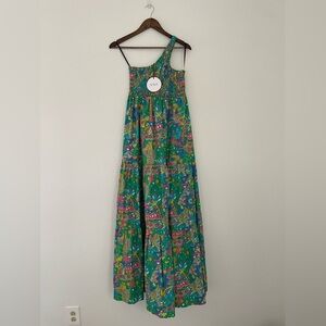 S/W/F Stevie Centered Artsy One Shoulder Multicolor Flowy Maxi Medium